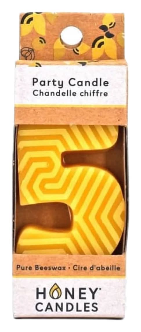 Honey Candles Number 5 Beeswax Party Candle (1 Pack)