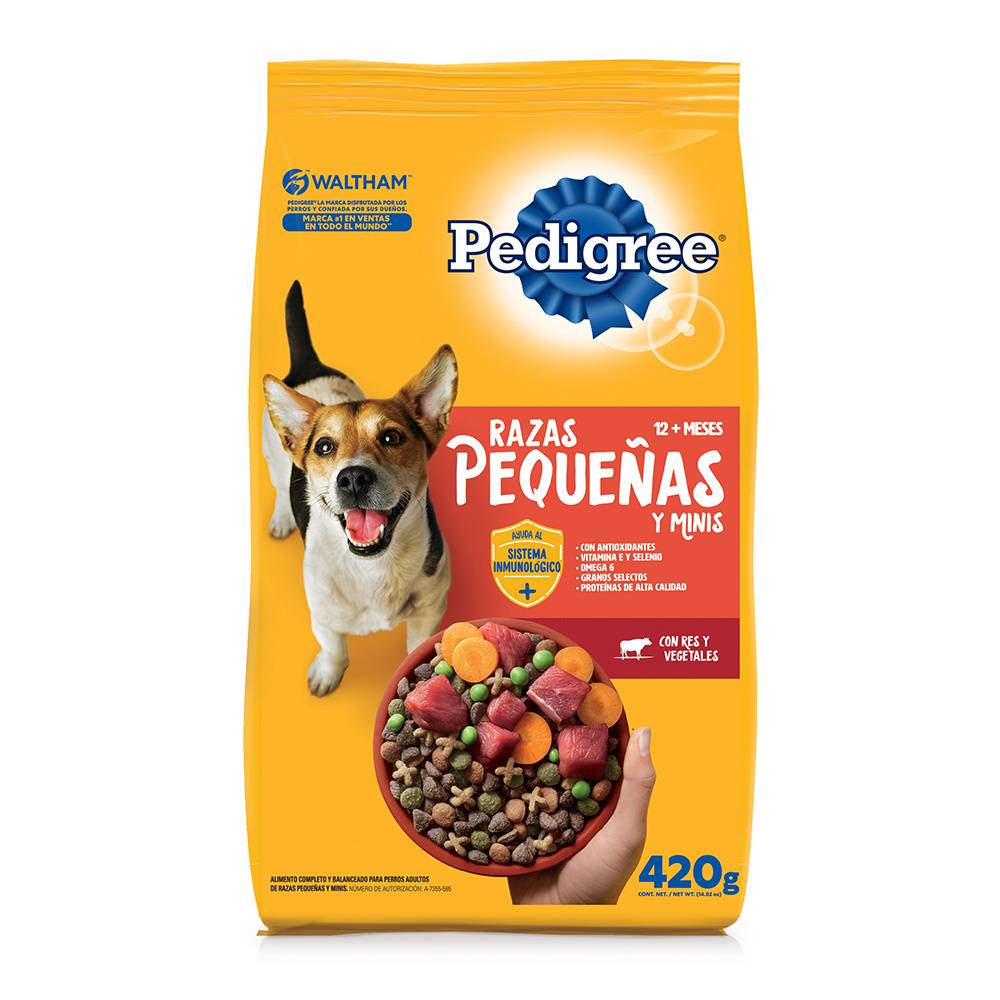 Pedigree alimento seco adulto raza pequeña y mini (costal 420 g)