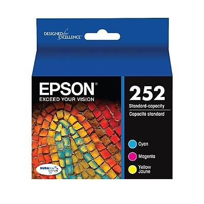 Epson T252 Cyan/Magenta/Yellow Standard Yield Ink Cartridge, 3/Pack