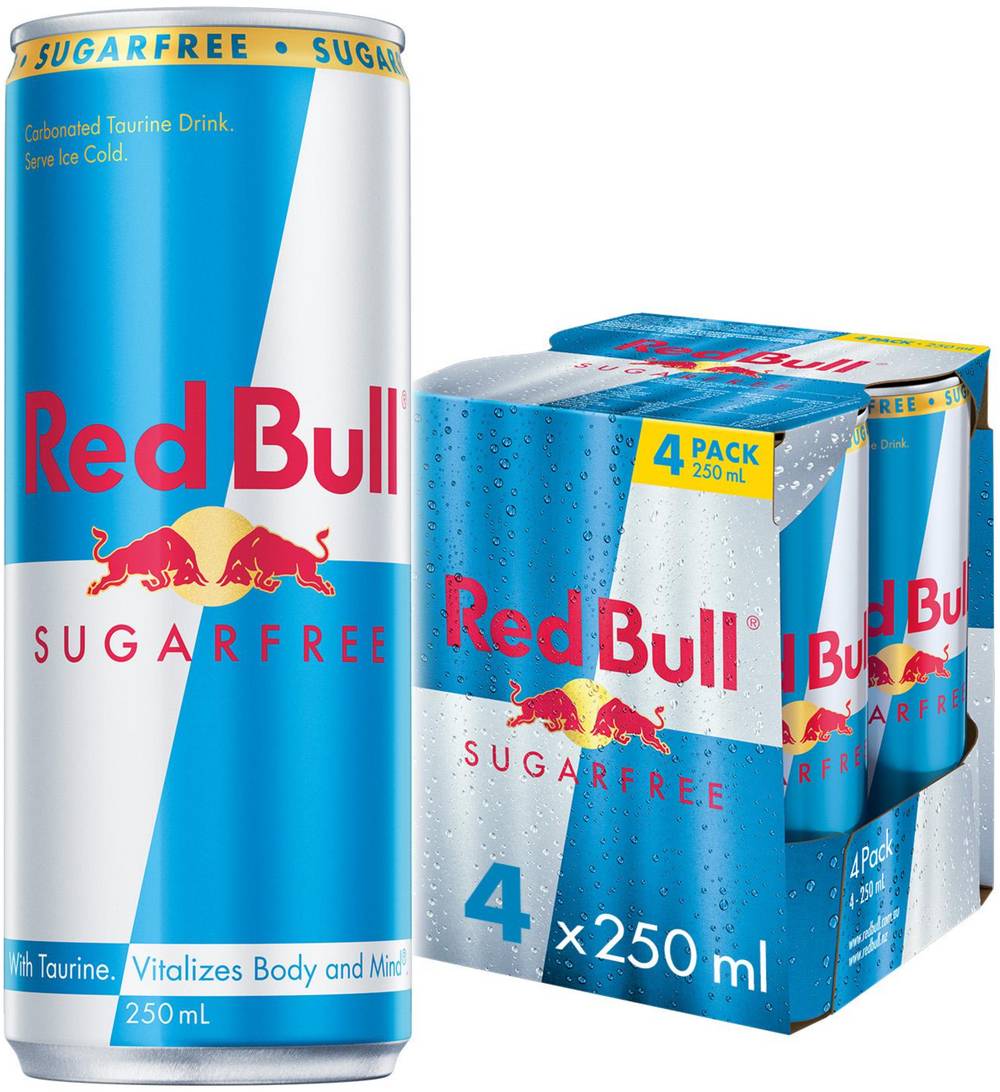 Red Bull Sugar Free Drink Energy 250mL X 4 pack