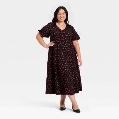 Ava & Viv Plus Puff Short Sleeve Maxi Empire Waist Dress Delivery Near Me |  Order Online | Uber Eats