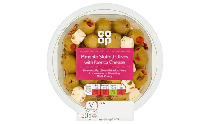 Co-op Pimento Stuffed Olives with Iberica Cheese 150g