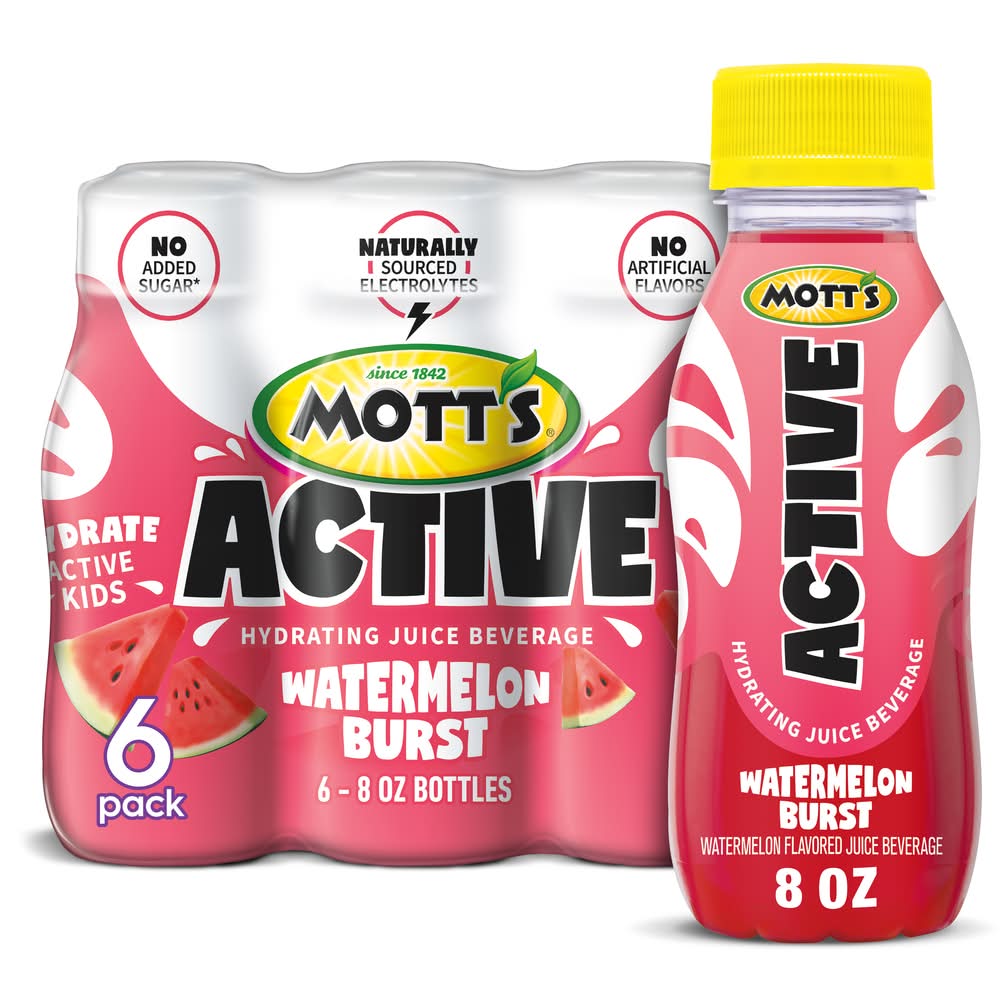 Mott's Active Hydrating Juice Beverage, Watermelon Burst (6 x 8 fl oz)