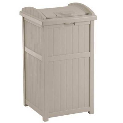 Suncast 30-33 Gallon Deck Patio Resin Garbage Trash Can Hideaway, Taupe (4 Pack)