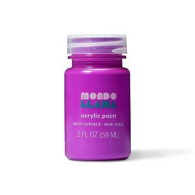 2 fl oz Neon Acrylic Paint Purple - Mondo Llama™: Multi-Surface, Non-Toxic, Water-Based Craft Paint, Ages 13+