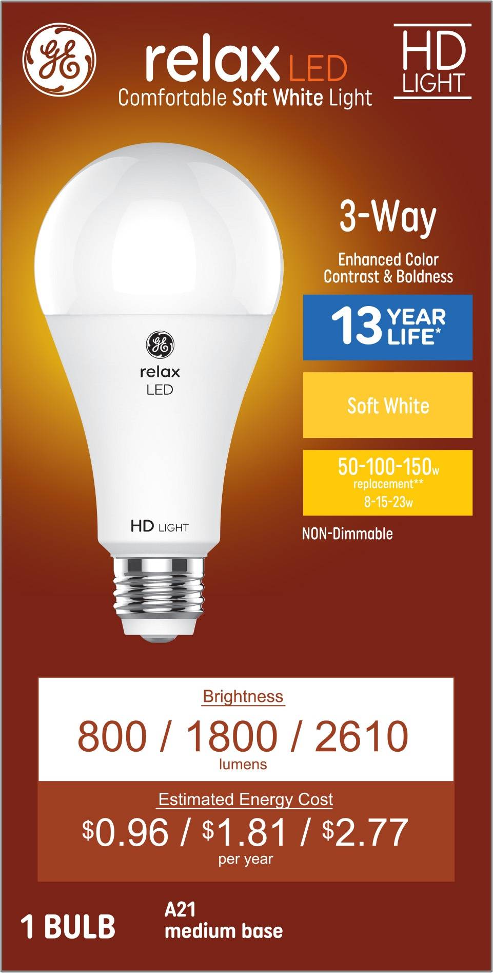 GE Relax A21 Soft White Medium Base (e-26) LED General Purpose Light Bulb | 93129885