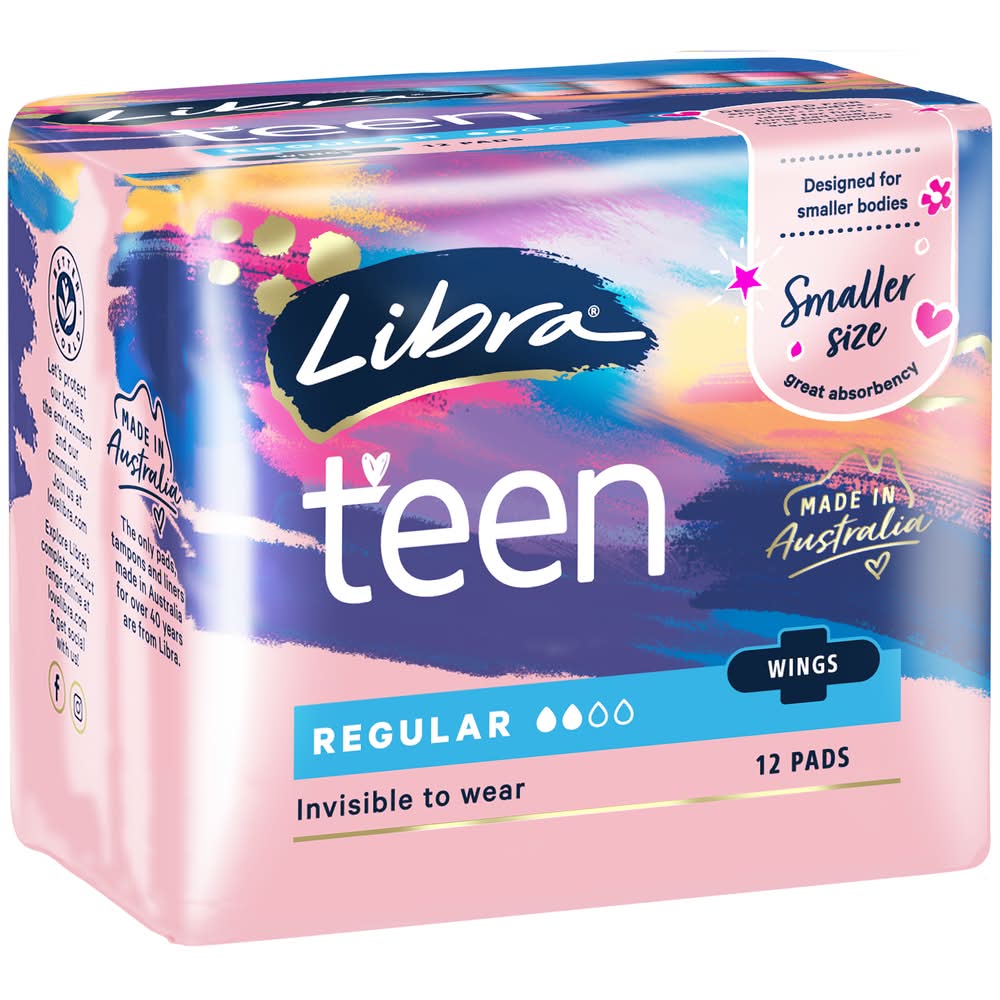 Libra Girl Regular Pads With Wings, Small (65g, 12 pack)