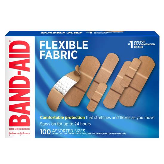 Band-Aid Brand Flexible Fabric Adhesive Bandages, Assorted, 100 ct