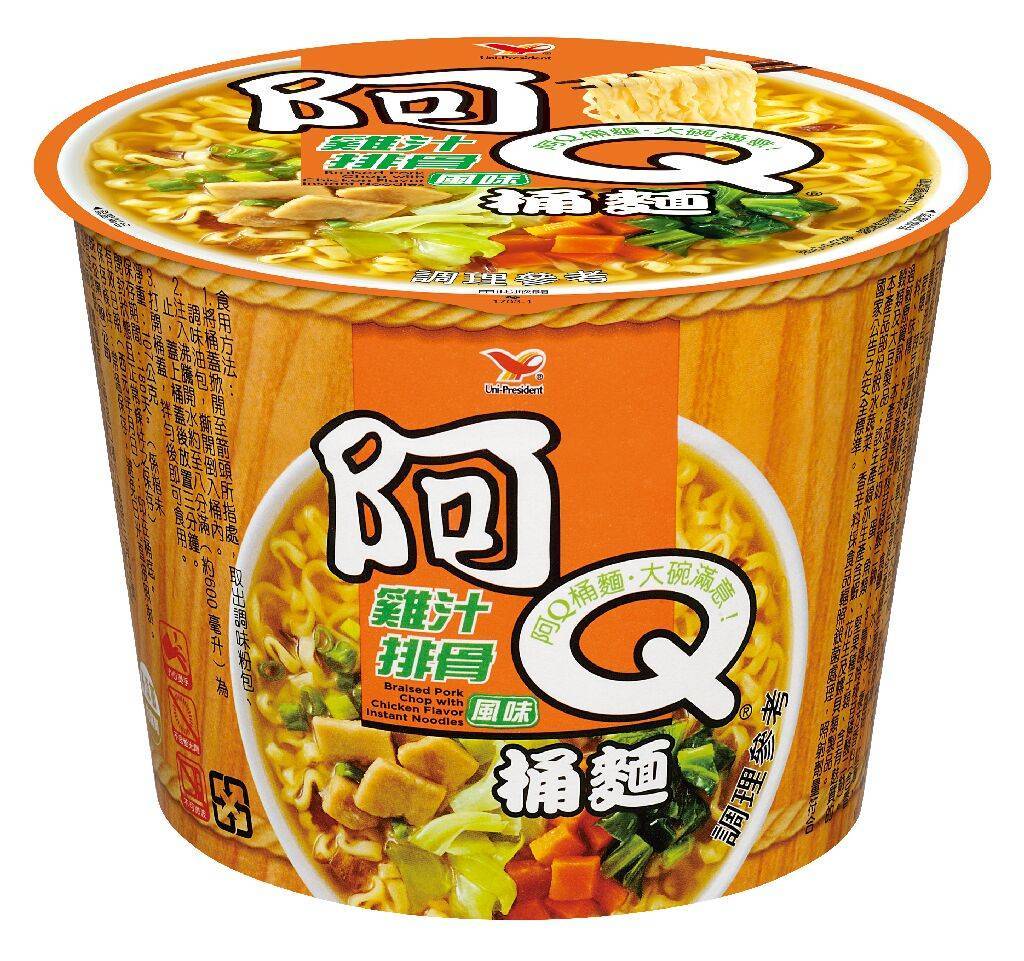 統一阿Q雞汁排骨風味桶麵#4710088412973