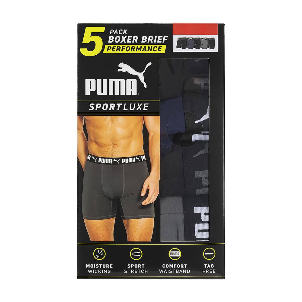 PUMA Men's Boxer Brief, Large, 5-pack