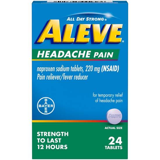 Aleve Headache Pain Naproxen Sodium Tablets 24 Count