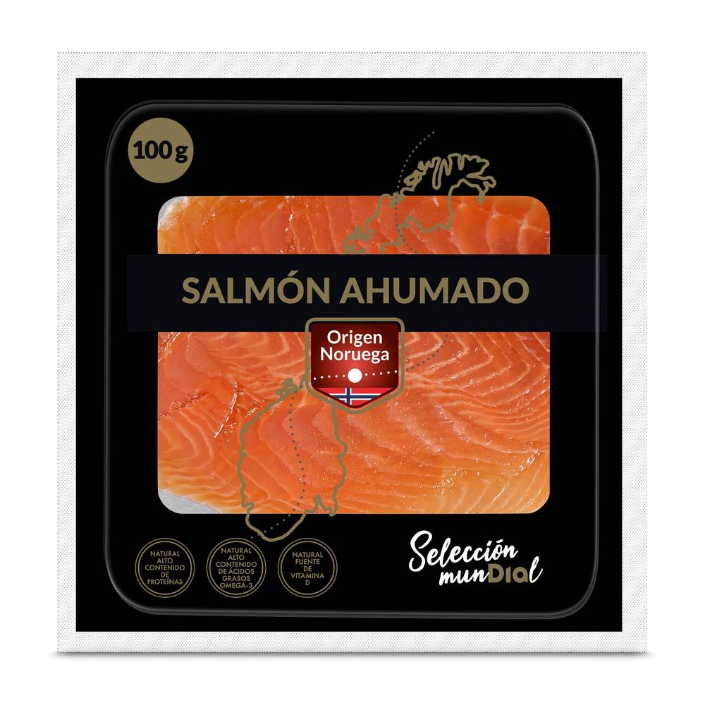 Salmón Ahumado Selección Mundial De Dia Sobre 100 G