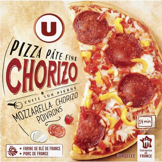Les Produits U - Pizza pâte fine chorizo