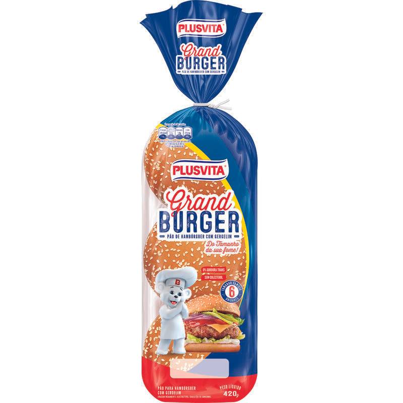 Plusvita pão de hambúrguer com gergelim (420g)