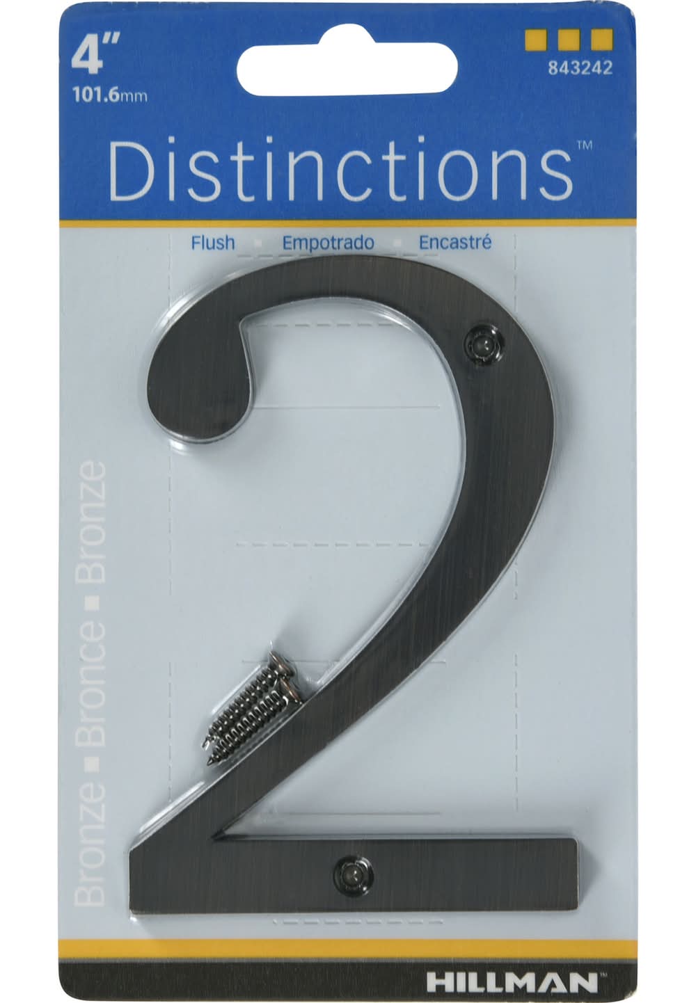 Hillman Distinctions 4 In. Bronze Zinc Die-Cast Screw-On Number 2 1 Pc