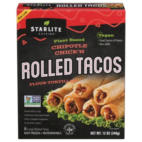 Starlite Plant Based Chipotle Chick'n Rolled Tacos