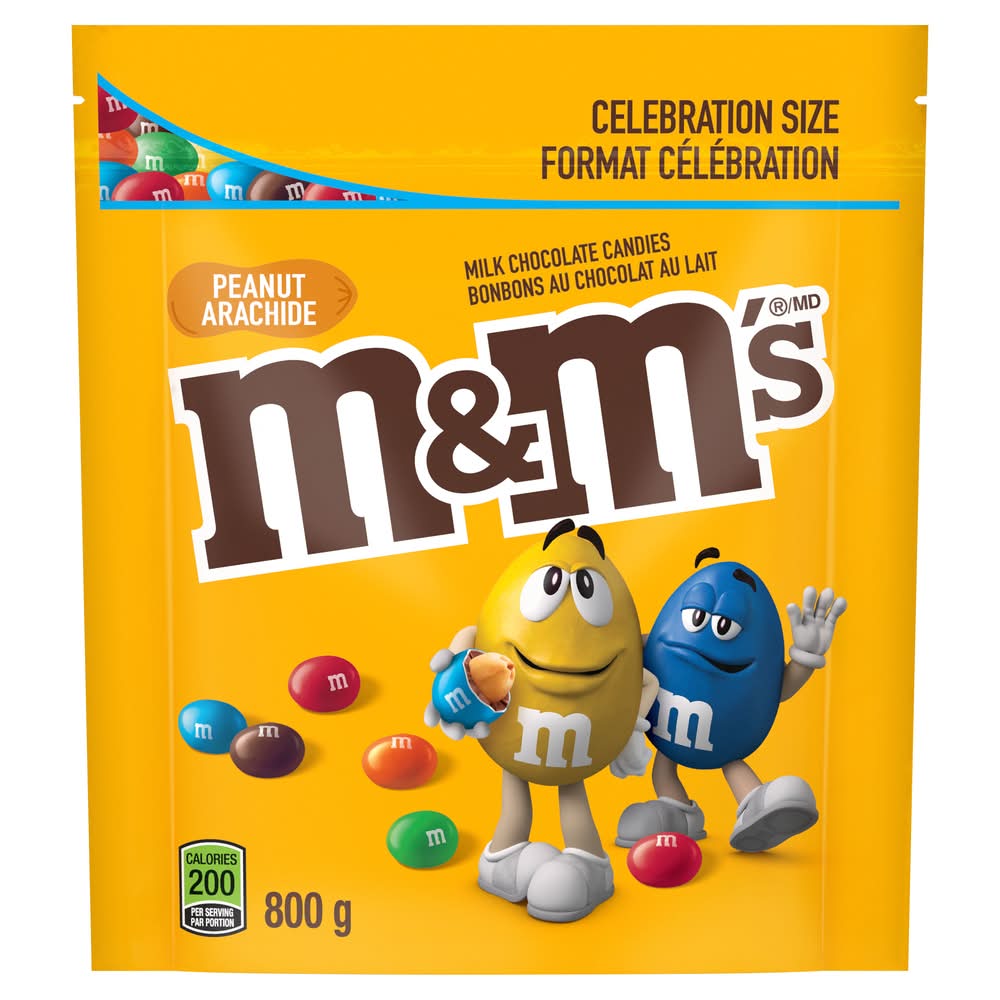 M&M's Milk Chocolate Candies Celebration Size, Peanut Arachide (800 g)