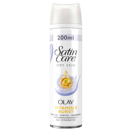 Gillette Base Satin Care With Olay Shaving Gel Dry Skin Vitamin E Burst
