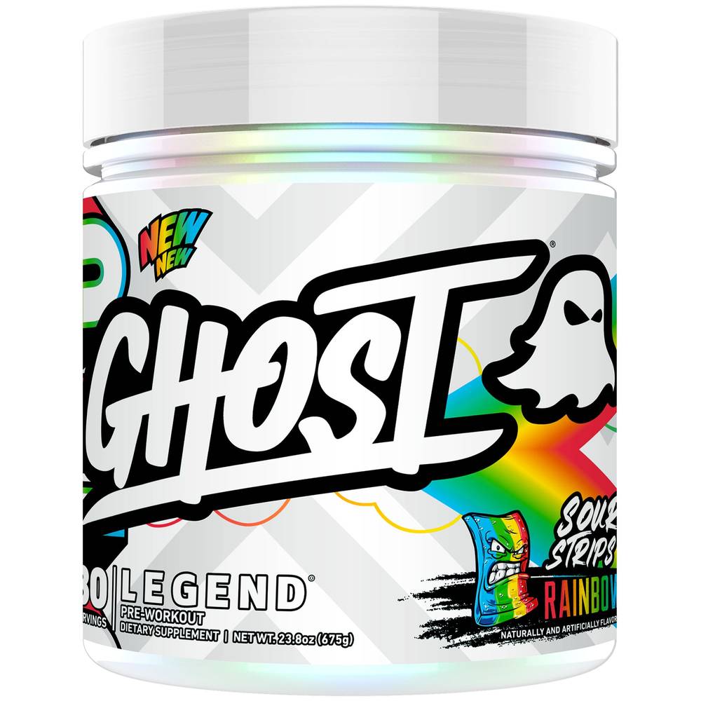 Ghost Pre Workout Sour Strips Rainbow Supplement (23.8 oz)