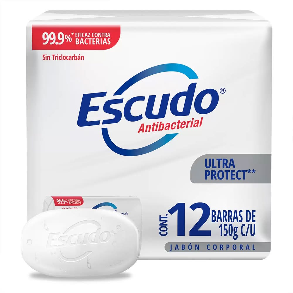 Escudo · Barras de jabón corporal protección neutra antibacterial (12 x 150 g)