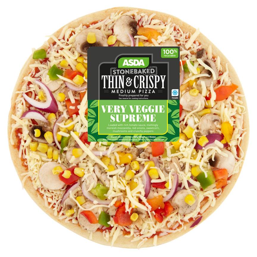 Asda Thin & Crispy 10" Pizza Very Veggie Supreme