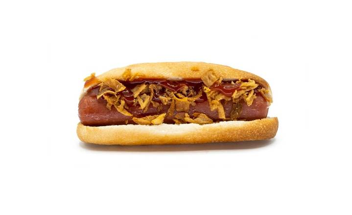 30. Hot dog, kétchup y cebolla crujiente