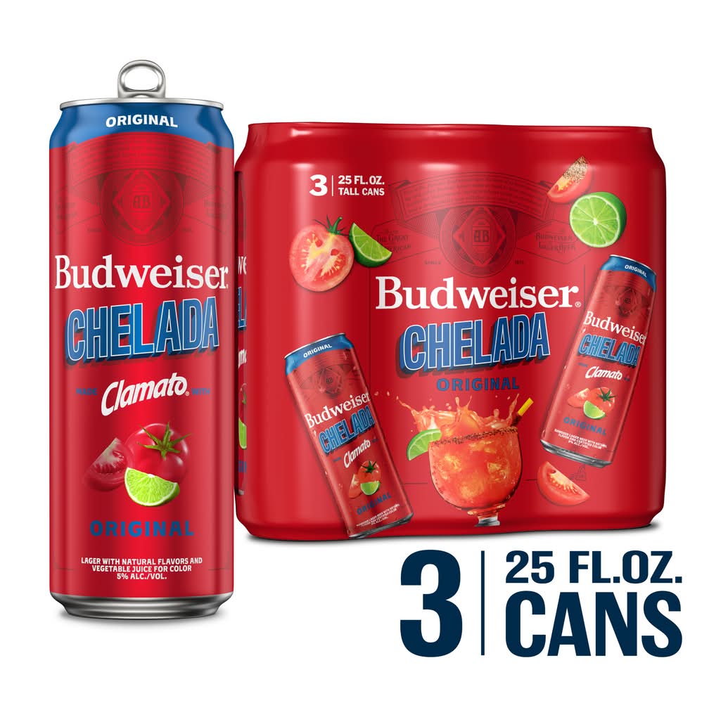 Budweiser Chelada With Clamato Beer (3 x 25 fl oz)