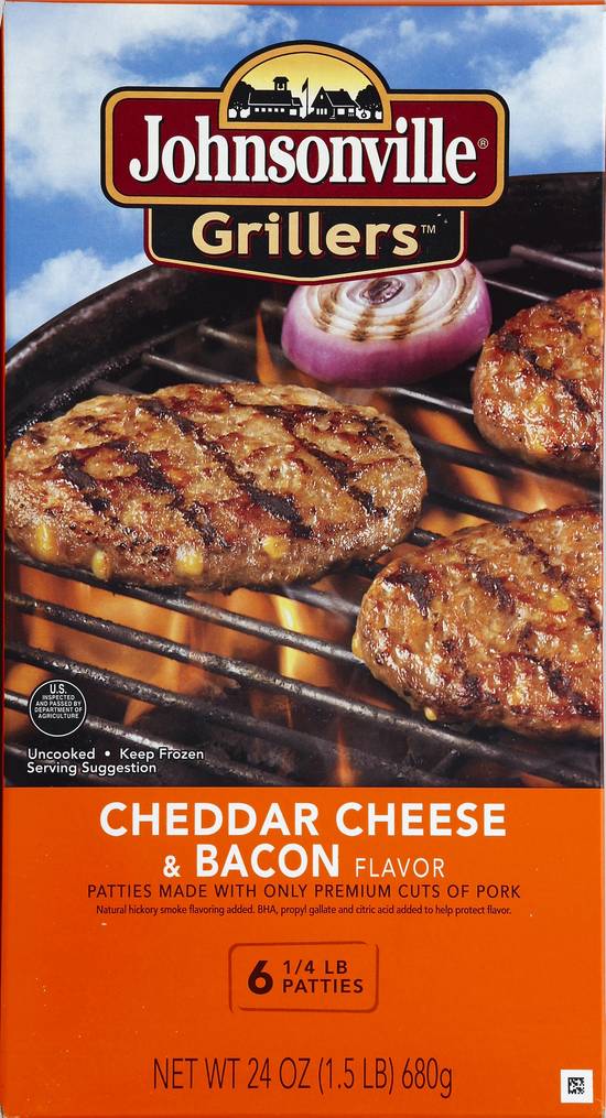 Johnsonville Grillers Six-1/4 Lb Original Bratwurst Patties, 24 oz Box,  Frozen