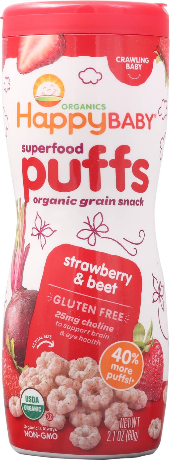 Happy Baby Organics Gluten Free Superfood Puffs (strawberry-beet)
