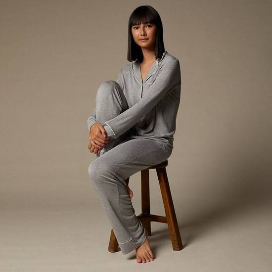 Love & Lore Piped Pajama Pant Set, Heather Grey X-Large