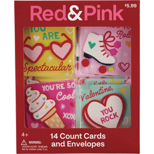 Red & Pink Fun Times Valentine's Day Children's Exchange Cards & Envelopes, 14ct