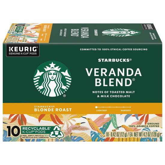 Starbucks K-Cup Pods Veranda Blend Blonde, 10CT