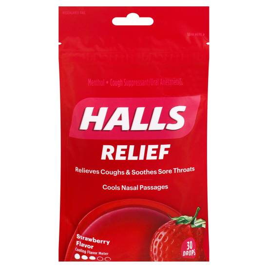 Halls Relief Cough Suppressant Oral Anesthetic (30 ct) (strawberry )