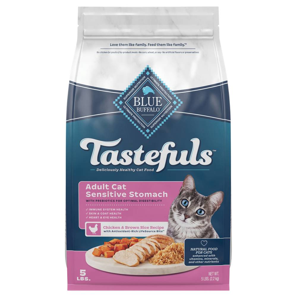 Blue Buffalo Adult Sensitive Stomach Chicken & Brown Rice Recipe Food For Cats (5 lbs)