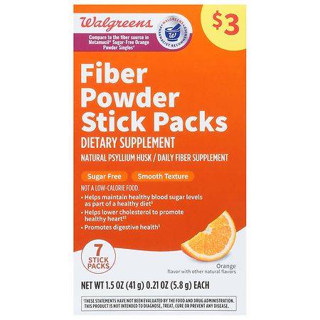 Walgreens Daily Fiber Smooth Texture Sugar Free - 0.21 oz x 7 pack