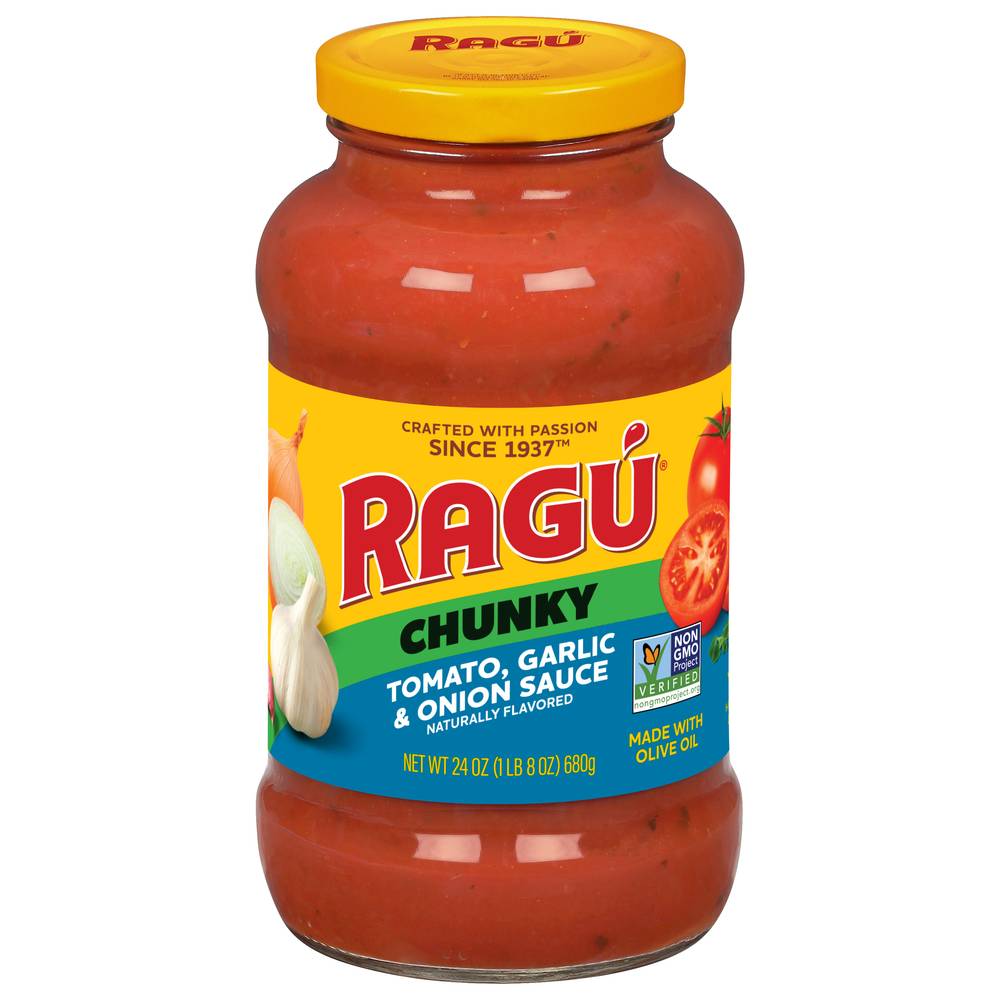 Ragú Tomato, Garlic& Onion Chunky Pasta Sauce, Tomato-Garlic-Onion (24 oz)