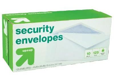 up&up Security Envelopes, 4x 9.5 in, White (125 ct)