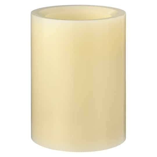 Inglow Flameless Real Wax Led Pillar Candle, Vanilla, Cream