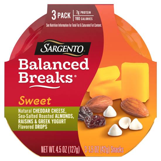 Sargento Balanced Breaks Sweet Cheddar Cheese Almonds, Raisins & Yogurt (3 ct)