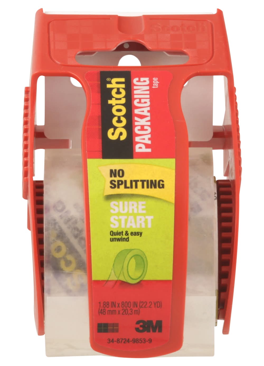 Scotch Sure Start Packaging Tape With Dispenser, 1.88x800 in