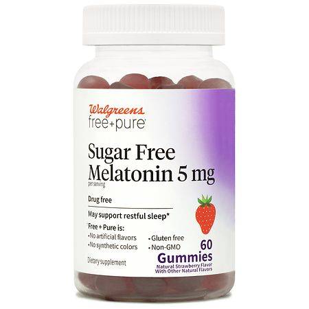 Walgreens 5 Mg Sugar Free Melatonin Gummies, Natural Strawberry (60 ct)