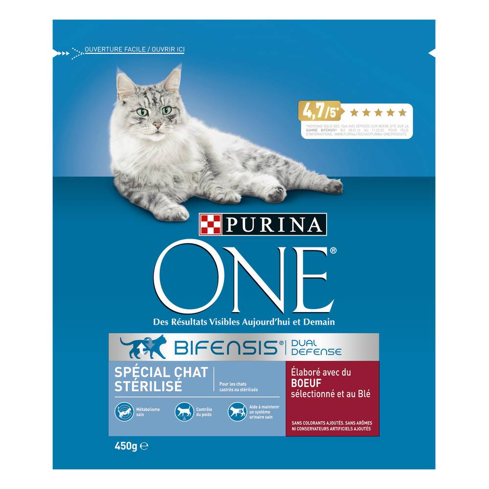 Purina - One chat stérilisé au bœuf et au blé  croquettes pour chat adulte