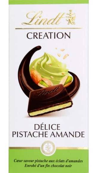 Lindt - Chocolat noir délice création, pistache - amande (150g)