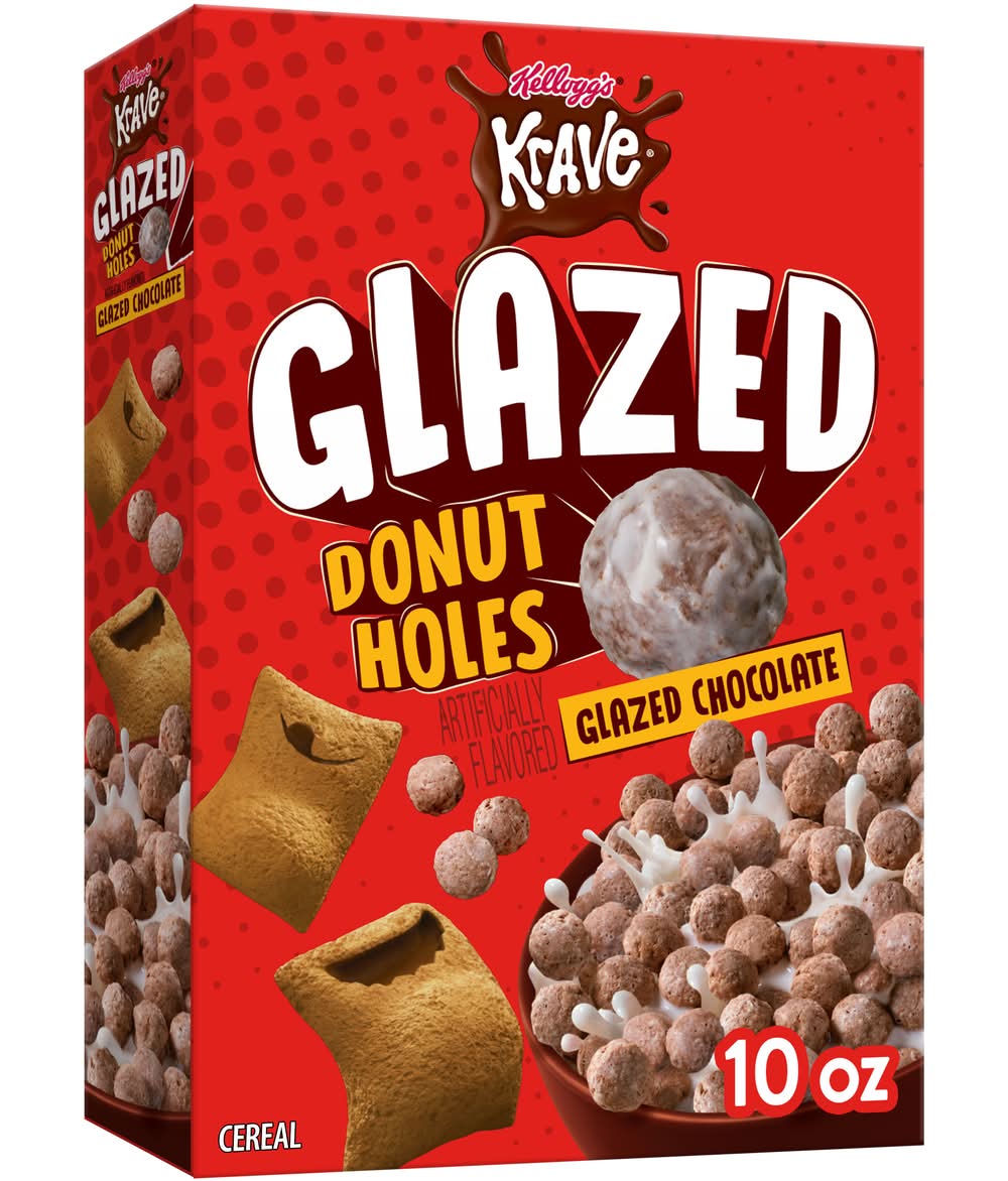 Krave Kellogg's Glazed Donut Holes Breakfast Cereal, Glazed Chocolate (10 oz)