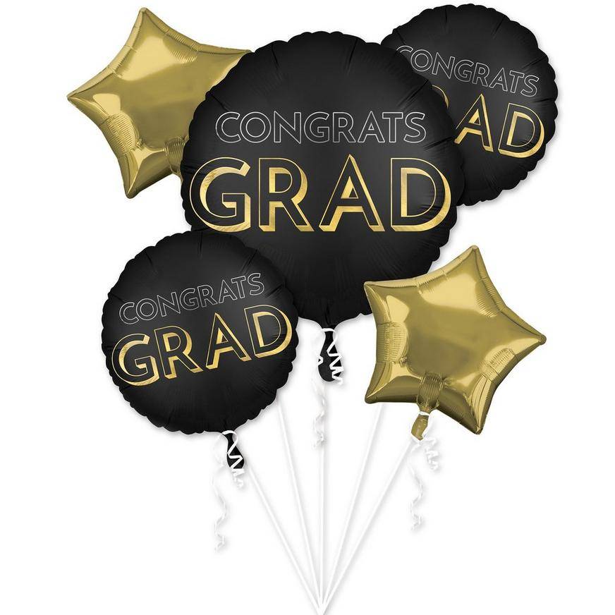 Uninflated Celebrate the Grad Foil Balloon Bouquet, 5pc