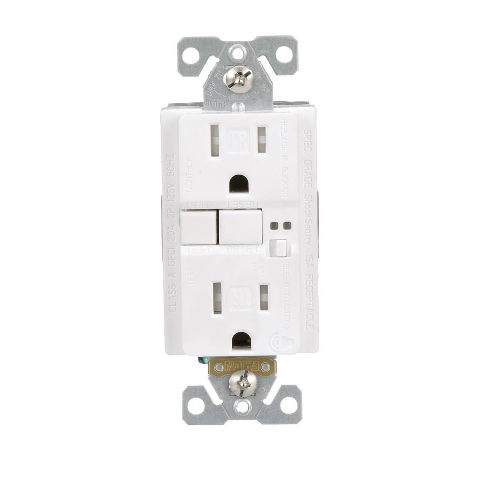 Eaton 15-Amp 125-volt Tamper Resistant GFCI Residential Decorator Outlet, White | TRSGFA15W-BX-LW