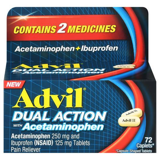 Advil Dual Action With Acetaminophen Pain Reliever Caplets