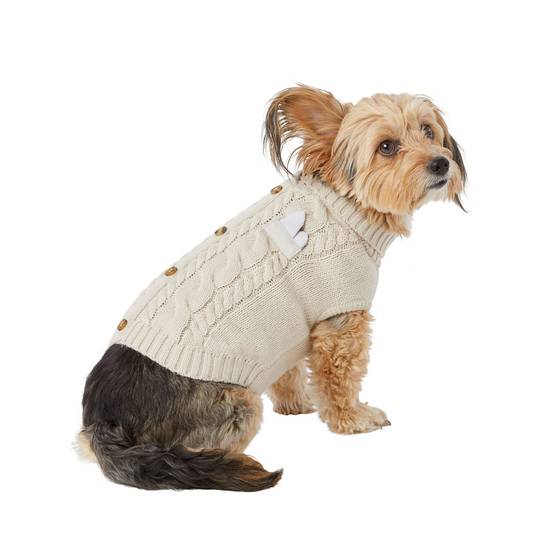 Merry & Bright™ Holiday Dog Sweater Coat (Color: Grey, Size: Small)