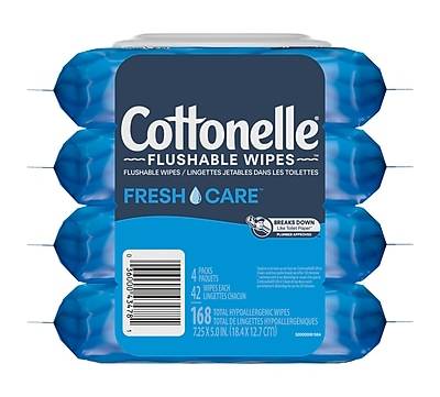 Cottonelle Fresh Care Flushable Wet Wipe, White, 42 Wipes/Pack, 4 Packs/Case (54495)