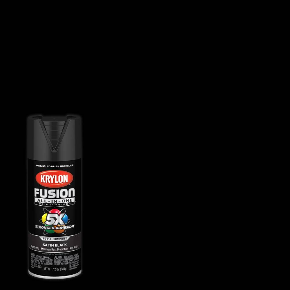 Krylon Fusion All-In-One Satin Black Spray Paint and Primer In One (NET WT. 12-oz) | K02732007